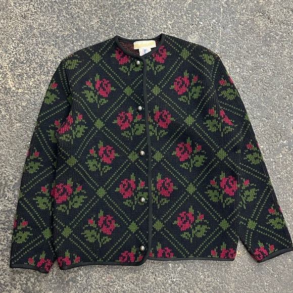 Sweaters - Bergland Original Shetland Wool Cardigan Sweater Rose Women’s Small Vintage
